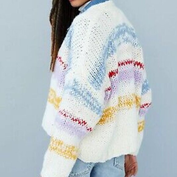 Anthropologie Grazia Chunky Striped Cardigan Sweater- Size XS/S - Picture 3 of 11